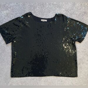 Valerie Stevens Vintage Black Sequin Evening Sweater Top Elegant Womens  Size XL